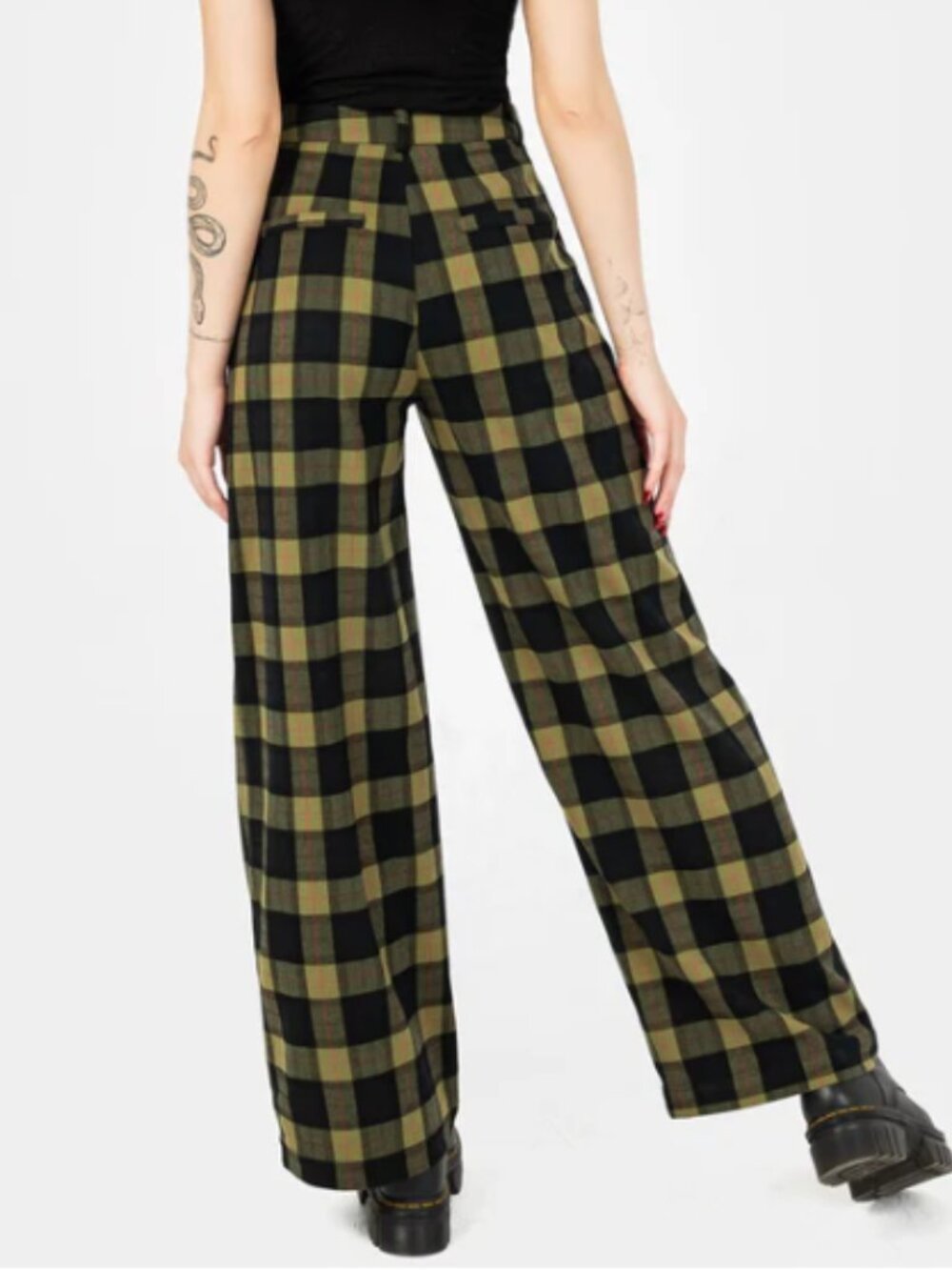 Rapture Wide Leg Check Trousers - 10 - Picture 2 of 3
